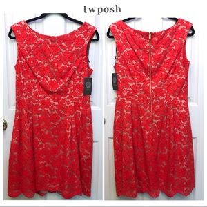 👗💄Vince Camuto 💋Red Lace A-Line Dress, NWT